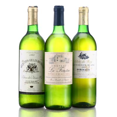 Assorted French White Wine 1990s 3x75cl