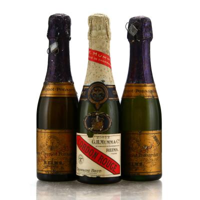 Mixed Non Vintage Champagne 3x38cl circa 1940's