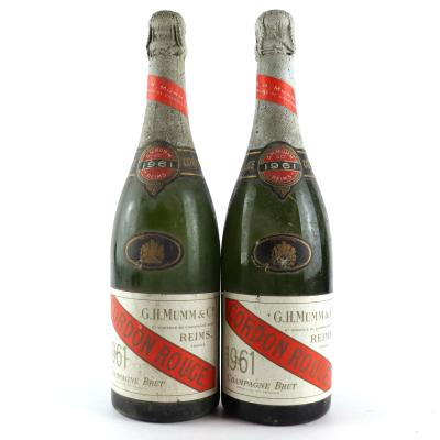 Mumm Cordon Rouge 1961 Vintage Champagne / 2 Bottles