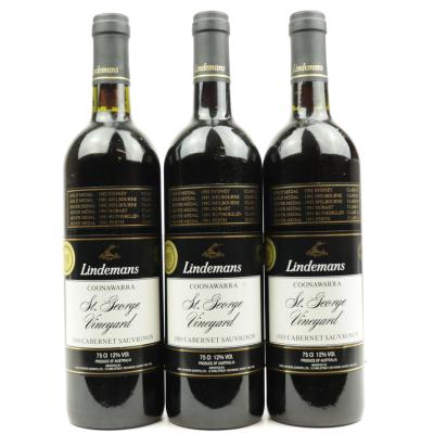 Lindemans St. George Cabernet Sauvignon 1989 Coonawarra 3x75cl