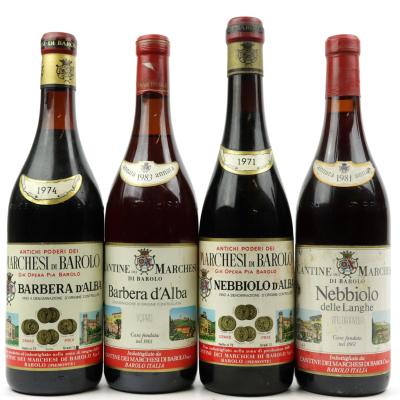 Assorted Marchesi Di Barolo Barbera & Nebbiolo 1970/80s Piedmont / 4 Bottles​​​​​​​