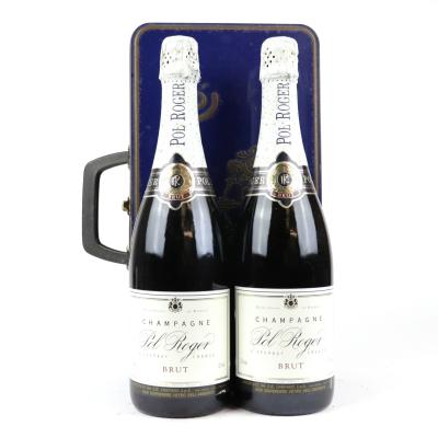 Pol Roger Brut NV Champagne 2x75cl / Metal Presentation Tin