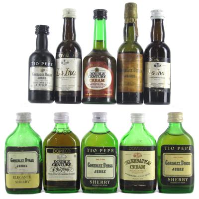 Assorted Domecq & Gonzalez Byass Sherry Miniatures 10x5cl