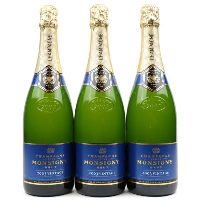 Veuve Monsigny Brut 2003 Vintage Champagne 3x75cl