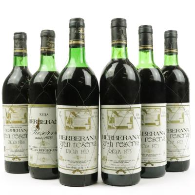 Berberana 1966, 1970 & 1973 Rioja Reserva & Gran Reserva / 6 Bottles