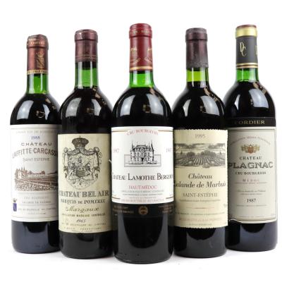 Assorted Left Bank Bordeaux Red Wines 5x75cl