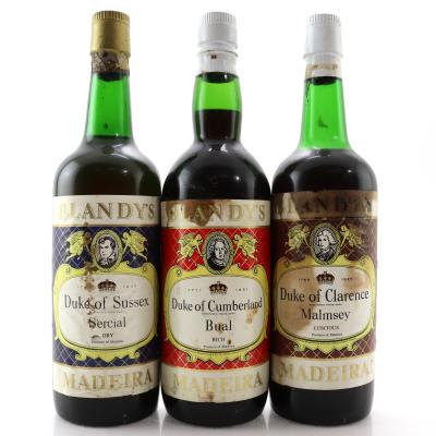 Blandy's Dukes of Clarence, Cumberland & Sussex NV Madeira / 3 Bottles