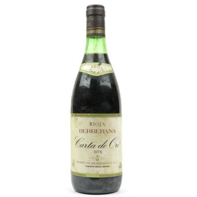 Berberana Carta De Oro 1978 Rioja Crianza