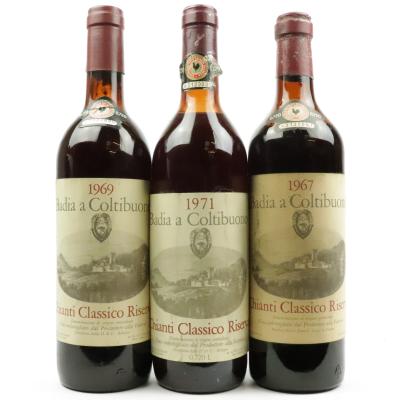 Badia A Coltibuono 1967, 1969 & 1971 Chianti Classico Riserva 3x72cl