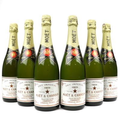 Moet & Chandon Dry Imperial 1975 Vintage Champagne / 6 Bottles