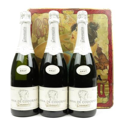 Anna De Codorniu Brut Reserve NV Cava 3x75cl / Metal Presentation Tin